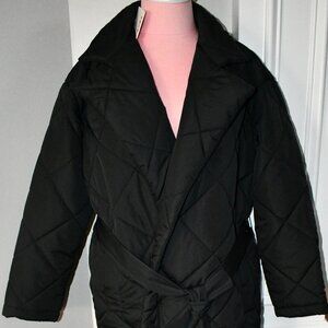 GB Juniors Long Quilted Nylon Wrap Puffer Coat in Black Size: XS #GB3080LWR NWT